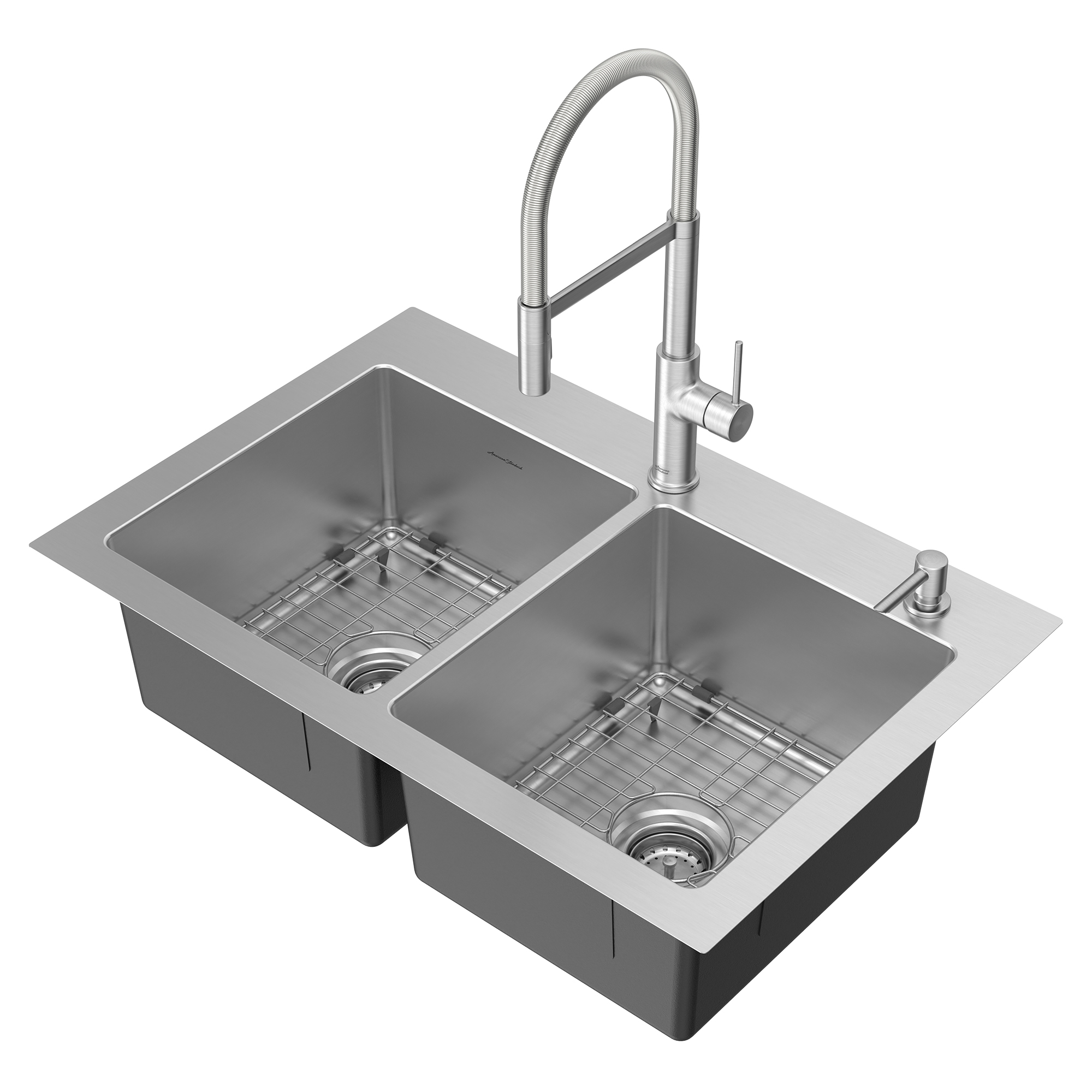 Tamarind® 33 x 22Inch Stainless Steel DoubleBowl 1Hole Kitchen Sink and Faucet